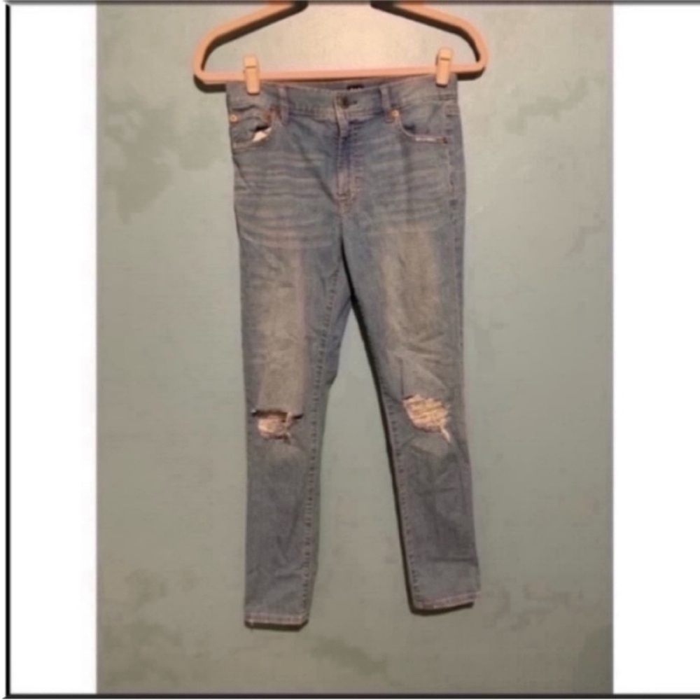Gap Distressed Straight Leg Denim Jeans